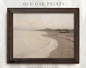 Muted Beach Landscape Print: Vintage Coastal Wall Art (Digital Download)