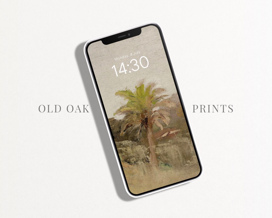 Tropical Palm Tree iPhone Wallpaper: Boho Landscape Art (digital ...