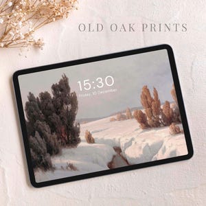 Winter Landscape iPad Wallpaper | Christmas Wallpaper | Vintage Christmas Aesthetic Digital DOWNLOAD iPad Background | W008