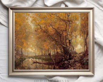 Vintage Fall Landscape Print: Farmhouse Cottagecore Decor (Digital Download)