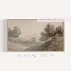 Samsung Frame TV Art | Vintage Muted Green Landscape Painting | Neutral Soft DIGITAL Download | 001-TV