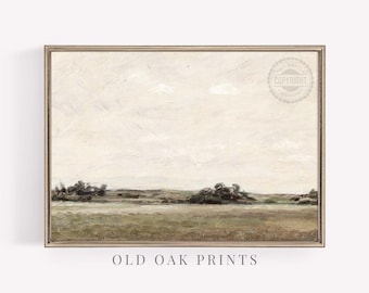 Muted Green Tonal Landscape Vintage Painting | PRINTABLE Digital Wall Art | 093