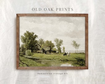 Green Meadow Landscape Print | Spring Wall Art | Watercolor Landscape PRINTABLE Digital Download | Farmhouse Decor | 164