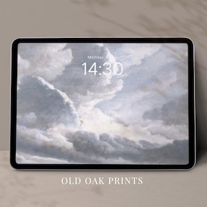 Vintage Clouds iPad Wallpaper | Blue Sky Aesthetic | Blue Cloud Aesthetic iPad Background | Clouds DIGITAL Art | Tablet Wallpaper | W114
