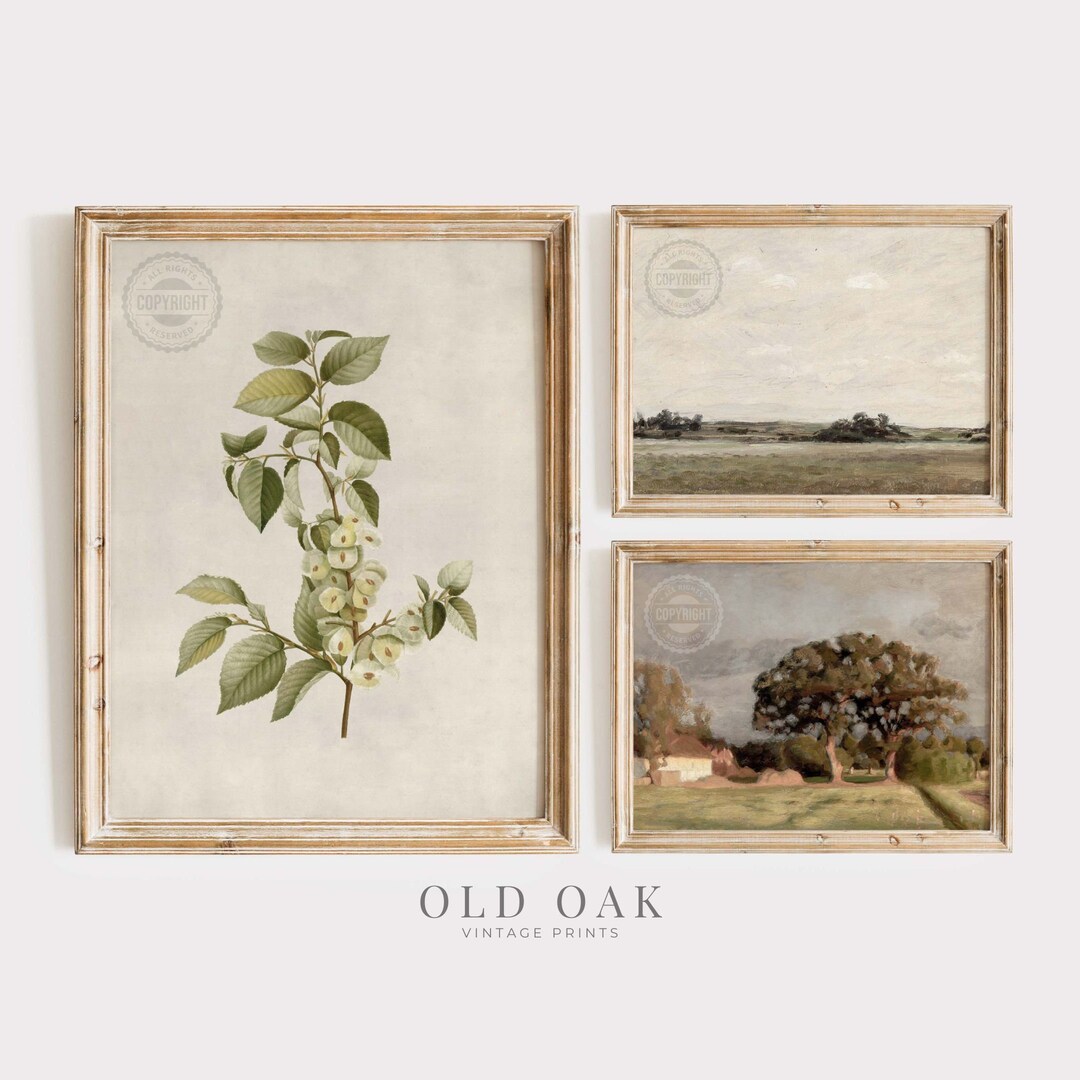 Spring Gallery Wall Set | Vintage Muted Green Neutral Tone Prints ...