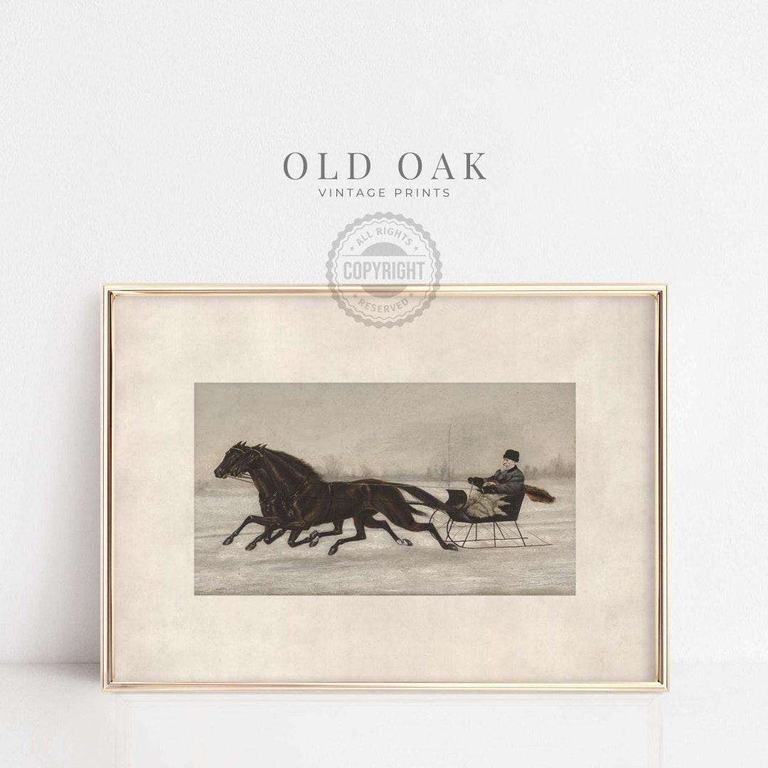 Vintage Winter Scene Wall Art Neutral Christmas Holiday Etsy