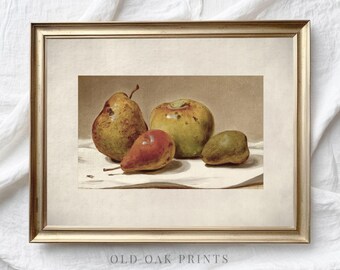 Vintage Apple Pear Painting: Country Kitchen Still Life (Printable Digital Download)