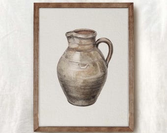 Rustic Kitchen Jug Print | Vintage Farmhouse Kitchen Painting | Digital PRINTABLE | 312