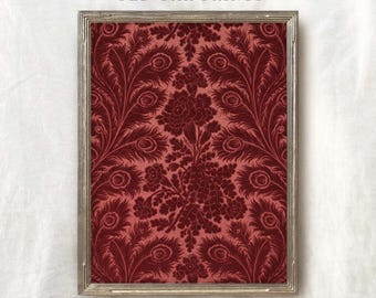 Oxblood Red Paisley Wandteppich | Dunkelrote Vintage Textile Wandkunst (Digitaler Download)