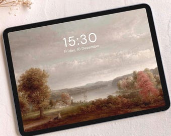 Vintage Autumn Landscape iPad Wallpaper (Digital Download)