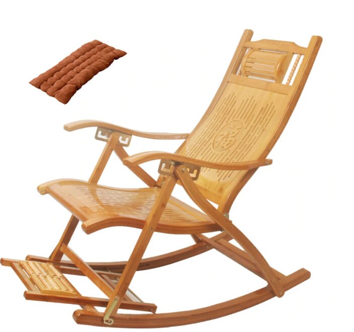 Moderno reclinable silla de mecedora de bambú plegable con | Etsy