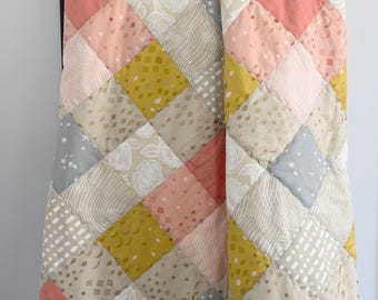 Handmade Throw Quilt: Ruby Star Society First Light, Minky Backing (60”x70”)