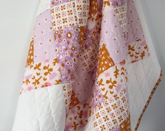 Ruby Star Society Baby Quilt: Lavender, Pink, Cinnamon - 42”x44.5" Minky Backing