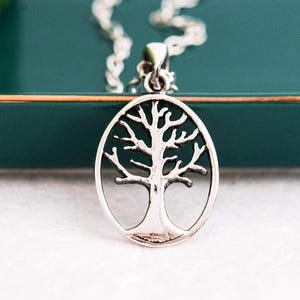 Tree of Life Necklace - Family Tree Necklace - Sterling Silver Necklace - Family Necklace - Cable Necklace - Family Tree Pendant