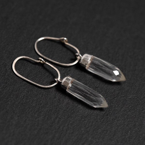 Crystal Quartz Spike Earrings - Spike Earrings - Point Earrings - Gemstone Earrings - Sterling Silver Earrings - Minimalist Earrings