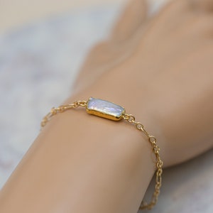 Pearl Bracelet - Gold Bracelet - Delicate Bracelet - Dainty Gold Bracelet - Goldfilled Bracelet - Gold Chain Bracelet - Chain Link Bracelet