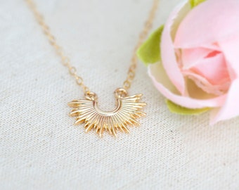 Sun Burst Necklace - Sun Necklace - Celestial Necklace - Gold Filled Necklace - Dainty Jewelry - Jewelry Gift - Half Sun Necklace