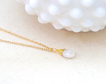 Moonstone Necklace - Gemstone Necklace - Birthstone Necklace - Dainty Necklace - June Birthstone - Gold Filled Necklace - Wrapped Necklace