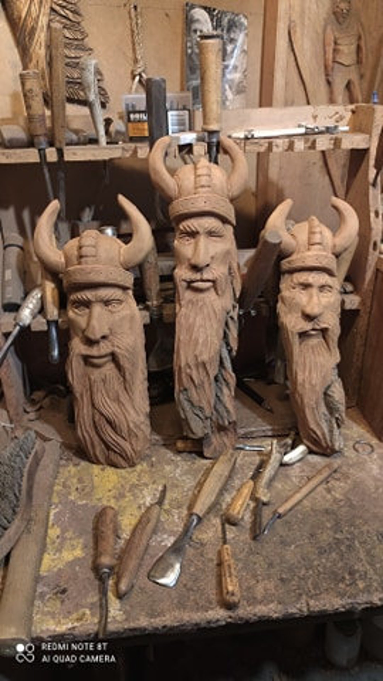 Viking Wood Carving Warrior Handmade Viking Wooden Figure Etsy