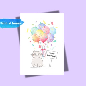 Süße Katzenliebhaber Geburtstagskarte Druckbare Lustige Katze Geburtstagsgruß Digitaler Download 5 x 7 Zoll Karte Pdf Datei
