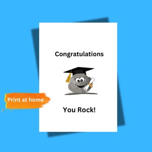 You Rock Graduation Pun Card Finitura Università Stampa a casa Celebrazione Download digitale Biglietto di congratulazioni