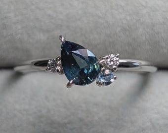London Blue Topaz Pear Cut  Ring, 925 Sterling Silver, Birthstone Jewelry, Promise Ring