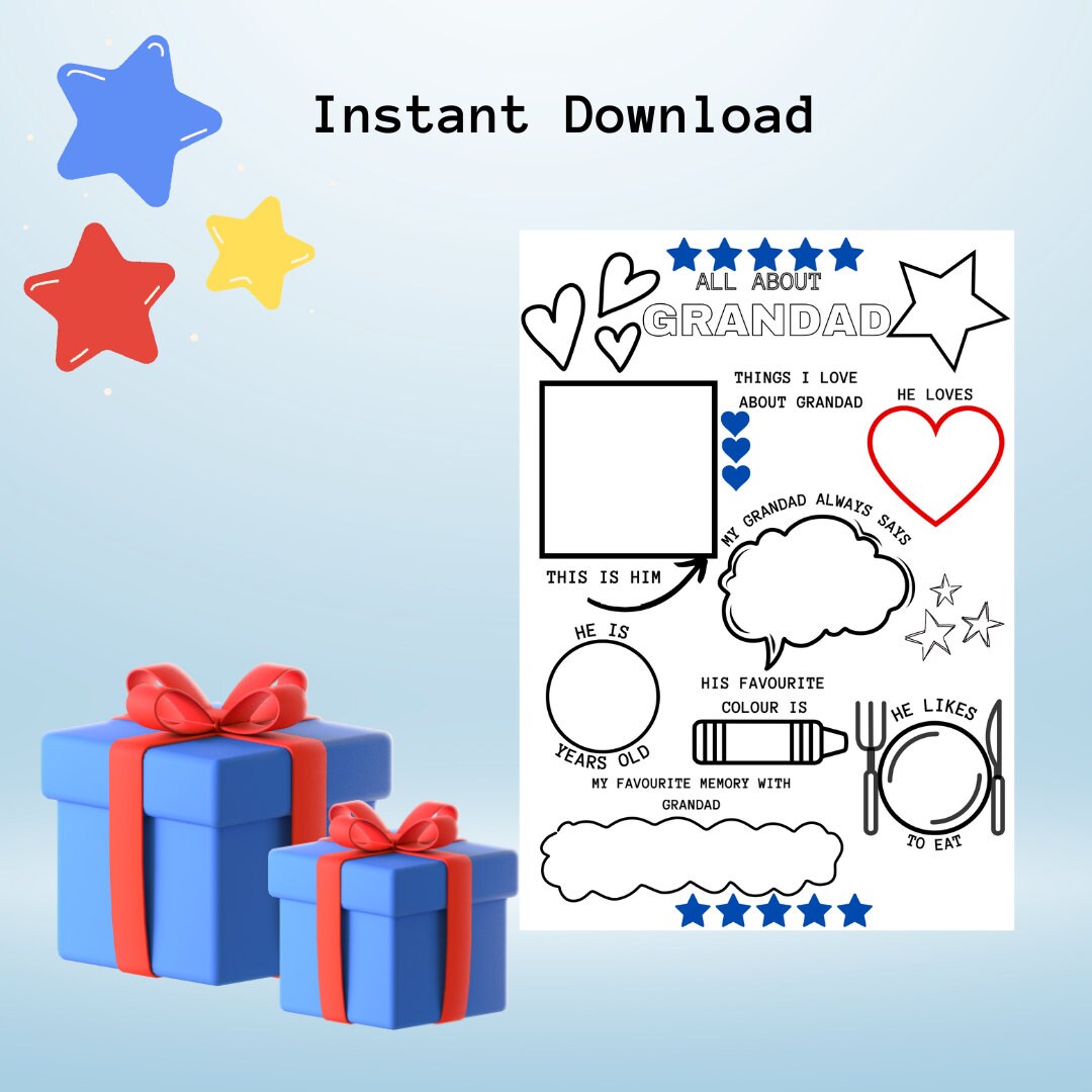 All About My Grandad INSTANT DOWNLOAD Grandad's - Etsy