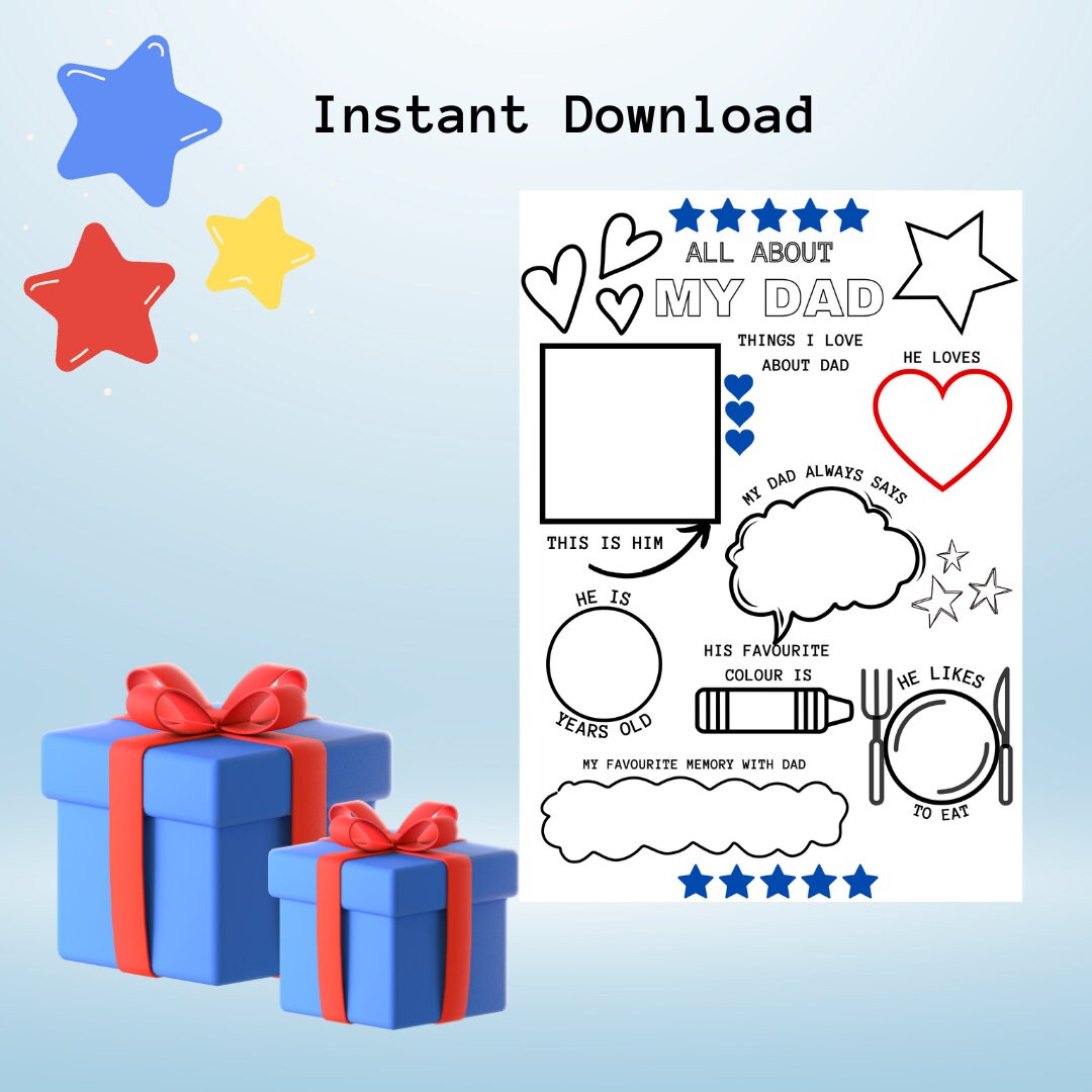 All About My Dad | INSTANT DOWNLOAD | Dad's Birthday Gift | Father's ...