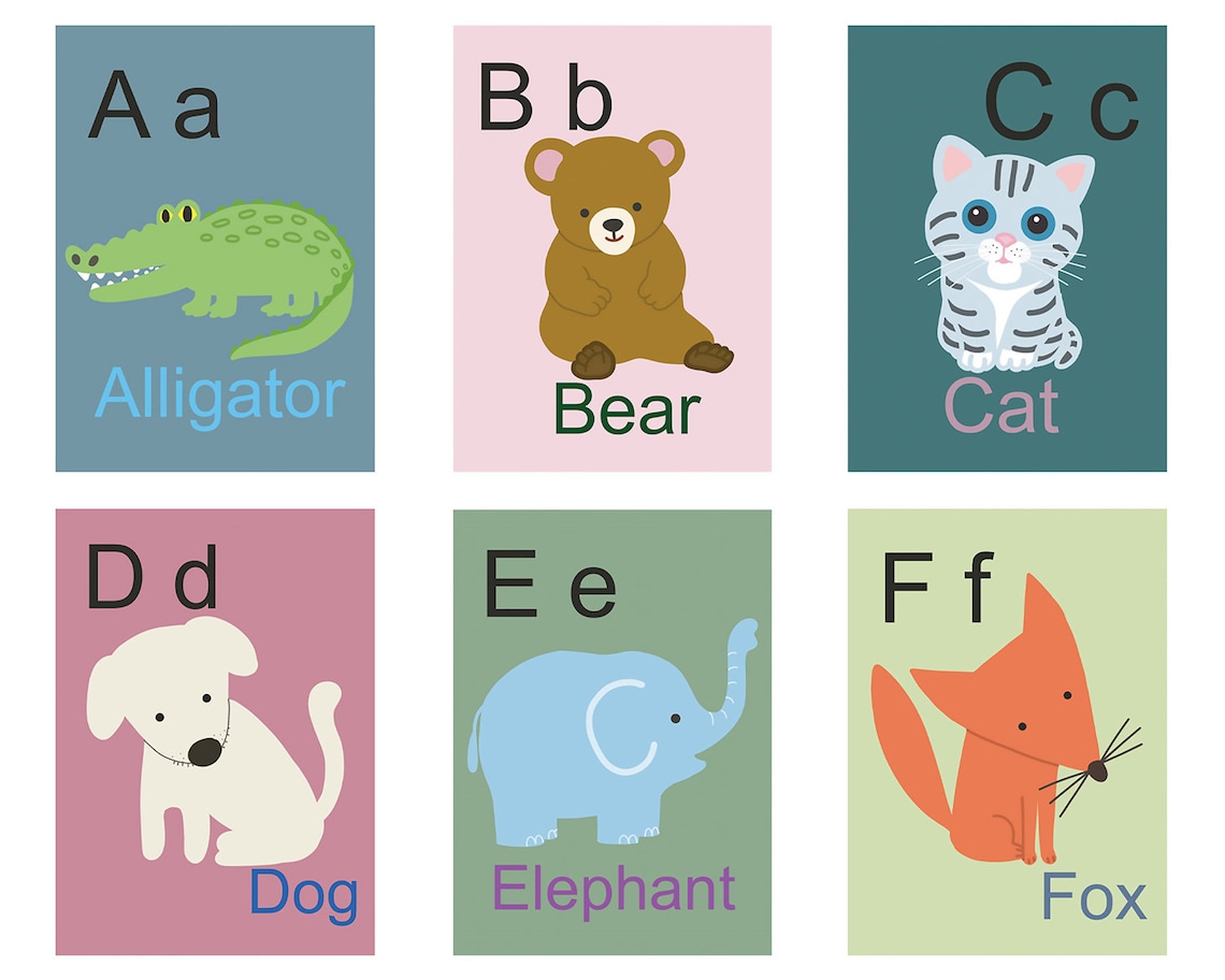 Animal Alphabet Flash Cards, ABC Animal Activity Cards, Homeschool or