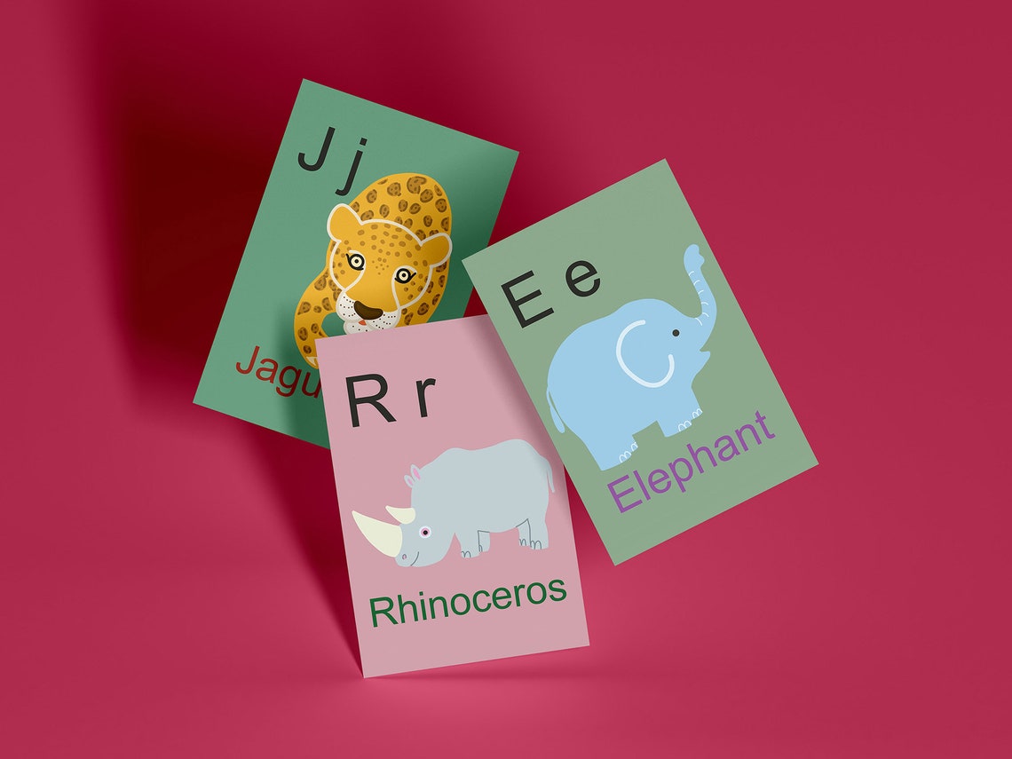 Animal Alphabet Flash Cards, ABC Animal Activity Cards, Homeschool or