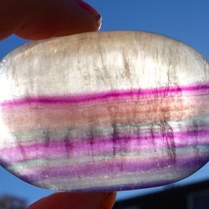 Fluorite Palm Stone - Rainbow - self Love and emotional Healing