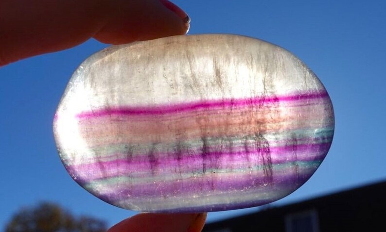 Fluorite Palm Stone - Rainbow - self Love and emotional Healing