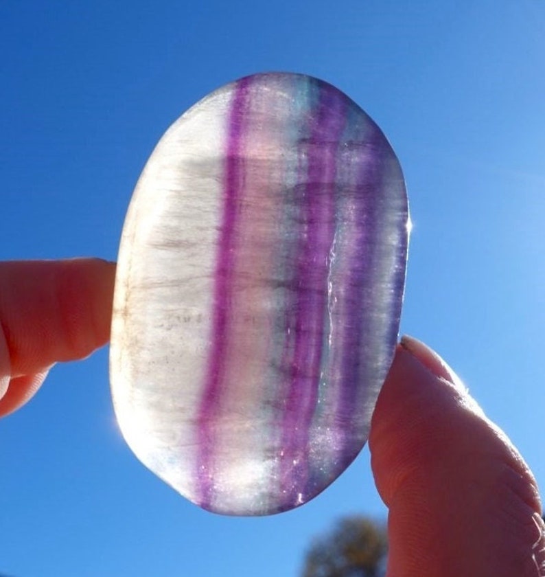 Fluorite Palm Stone - Rainbow - self Love and emotional Healing