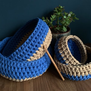 CROCHET PATTERN - Crochet Baskets (4 sizes!), Organization Baskets, Crochet Home Decor, Easy Crochet Baskets, DIGITAL Download