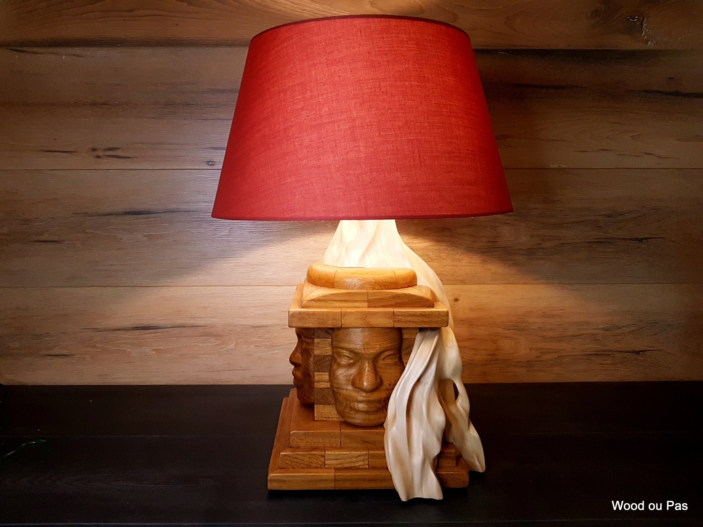 Lampe Bois Inspiration Angkor Cambodge