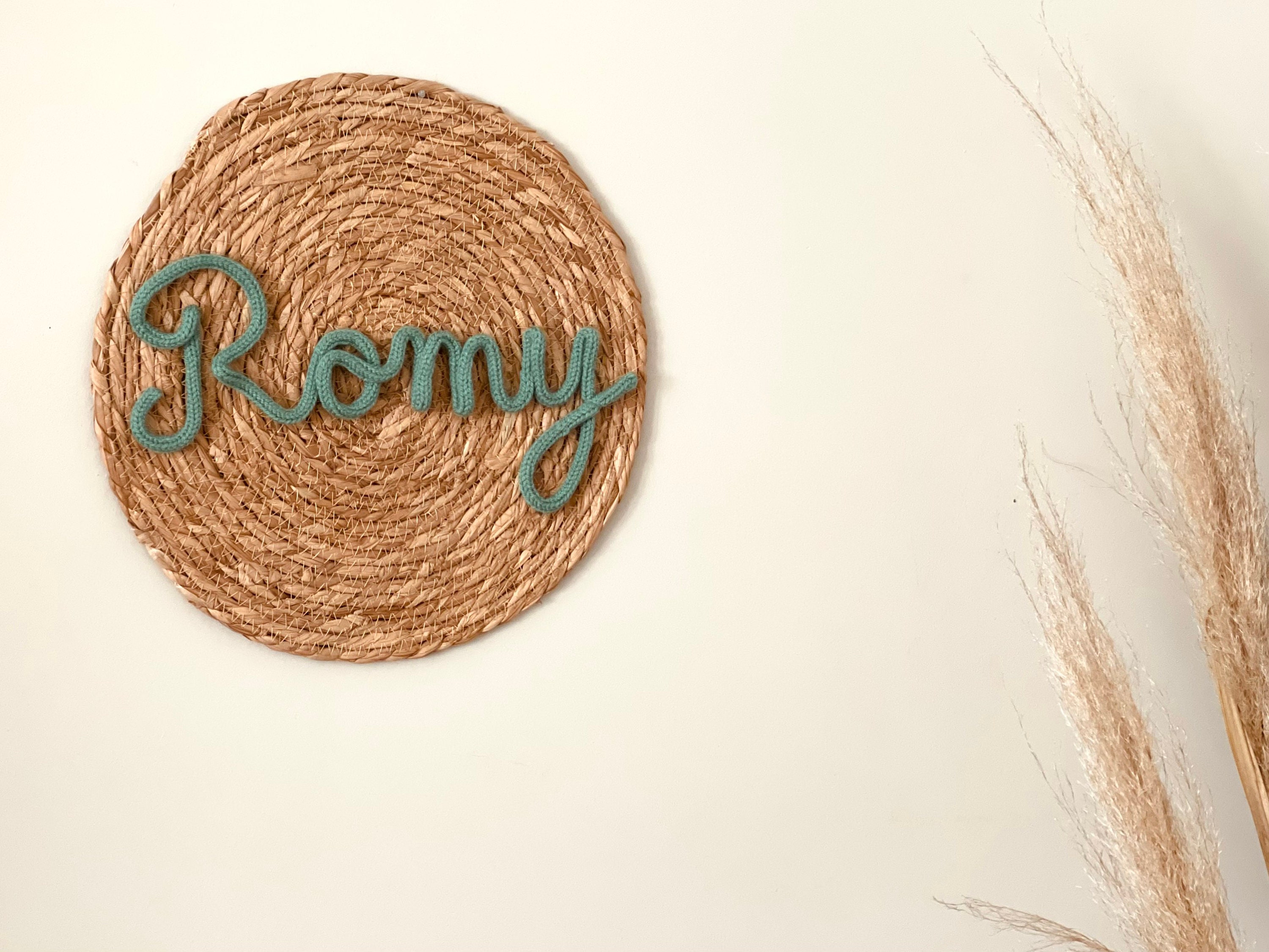 Juju Hat, Cercle en Osier, Décoration Murale Personnalisée Tricotin, avec Mot ou Prénom, Pour Chambr