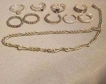 Anillos para los dedos de los pies y pulsera para el tobillo - Lote de 10