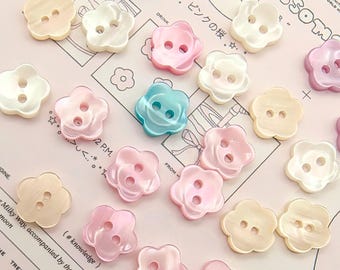 Pearlescent Flower-Shaped Buttons for Sewing and Crafts, 11.5mm, 10pcs/20pcs