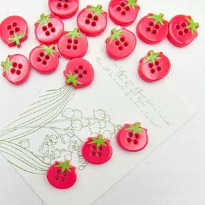 Botões de costura em formato de tomate para artesanato, 13,5 mm, 10 ou 20 unidades.