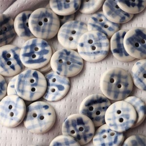 Blue and White Porcelain Handmade Ceramic Buttons Clothing Accessories 15mm