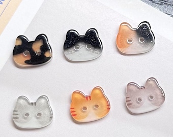 Kawaii Cat Head Buttons, 2 Hole Animal Sewing Buttons for Crafts, DIY and Accessories