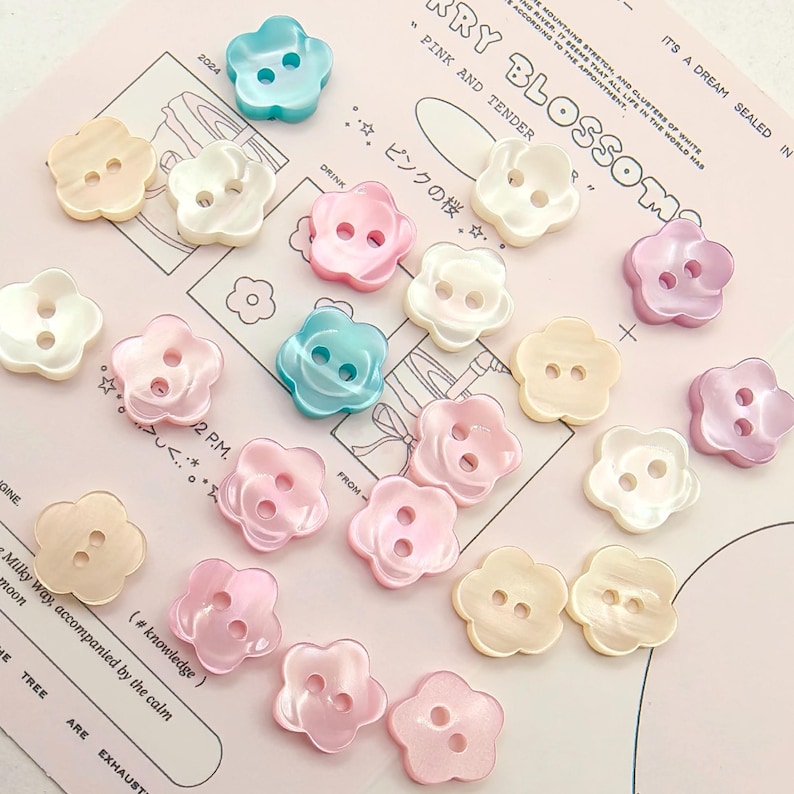 Pearlescent Flower-shaped Buttons for Sewing and Crafts, 11.5mm, 10pcs ...