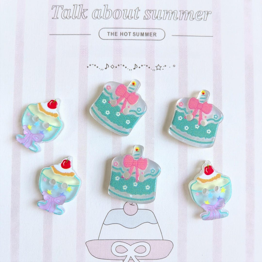 Cake Shape Sewing Buttons, Cupcake & Jelly Dessert 2 Hole Buttons for ...