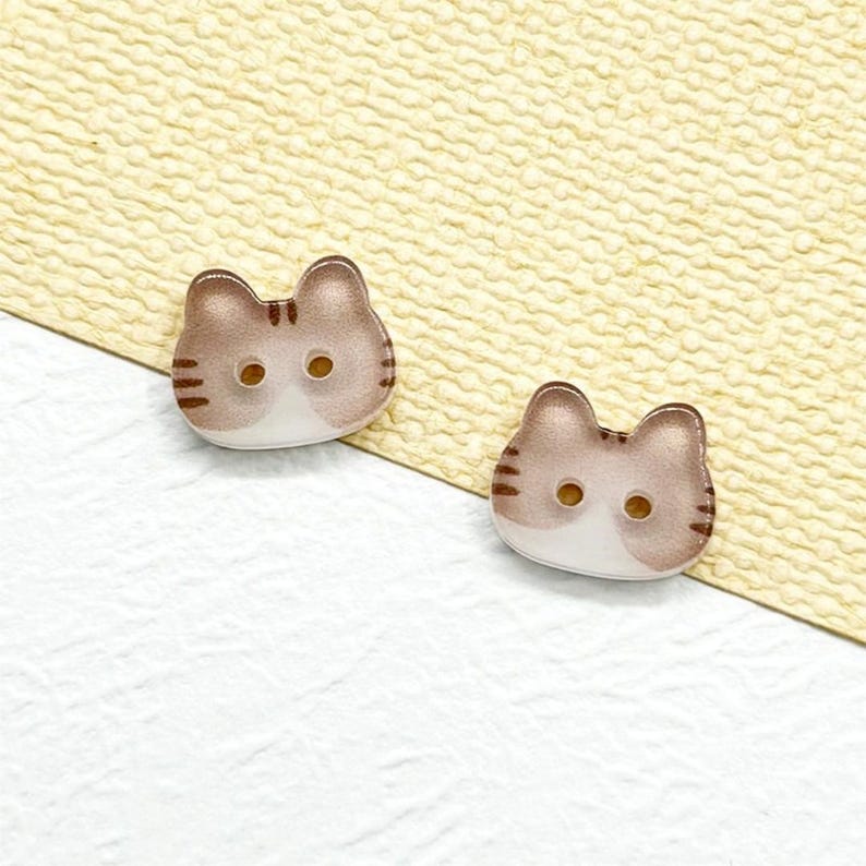 Easy Button Cat Kawaii Cat Head Buttons, 2 Hole Animal Sewing Buttons for Crafts, DIY ...