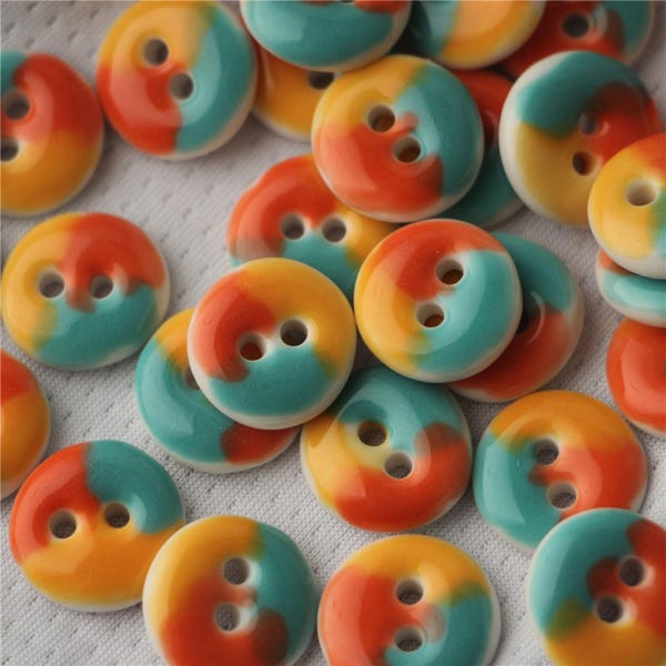15mm Hand-Painted Ceramic Buttons for Sewing and Craft Supplies