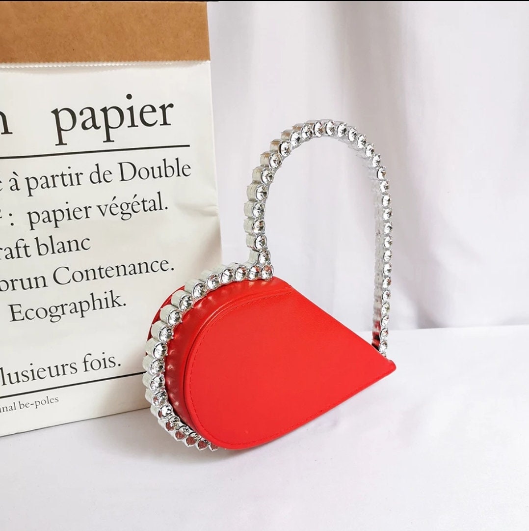Heart shaped clutch bag with rhinestones Etsy