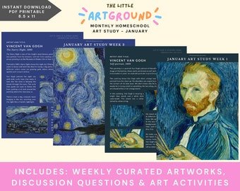 Jan Art Study | Homeschool Art Curriculum & Printable Lessons for Preschool/Kindergarten, 1st to 6th Grades
