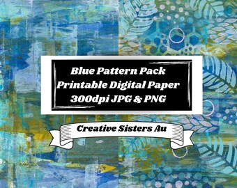 Blue Pack / Digital Download / Handmade Paper / Art Journal / Mixed Media / Printable Paper / Scrapbook Paper / Background / Collage