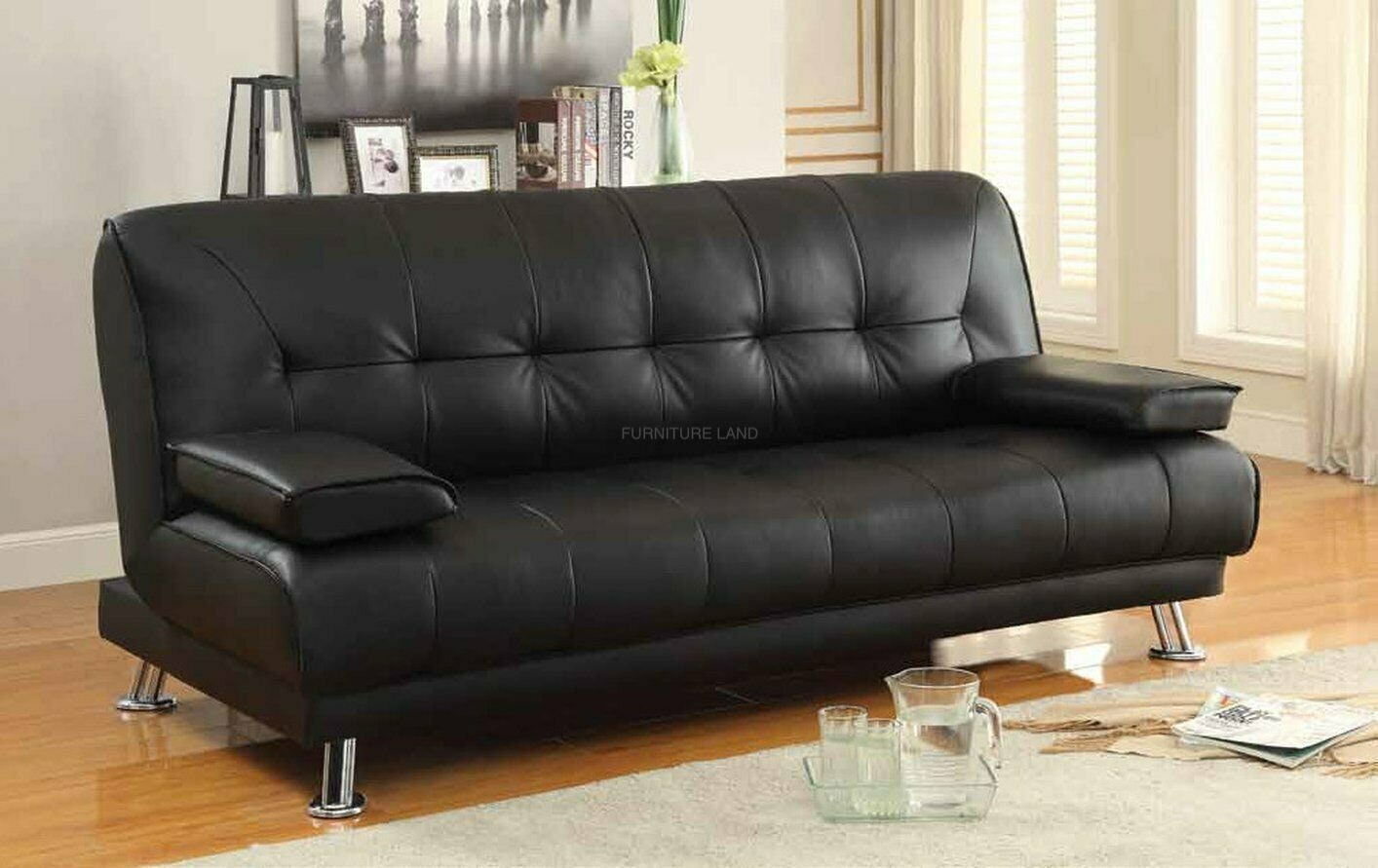 Sofa Bed Faux Leather Black Sofa Bed Recliner 3 Seater Luxury Etsy