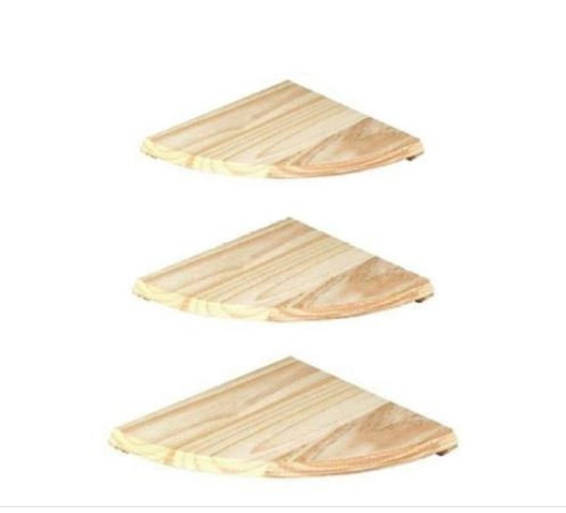 Set of 3 Natural Wood Corner Shelves Etsy UK